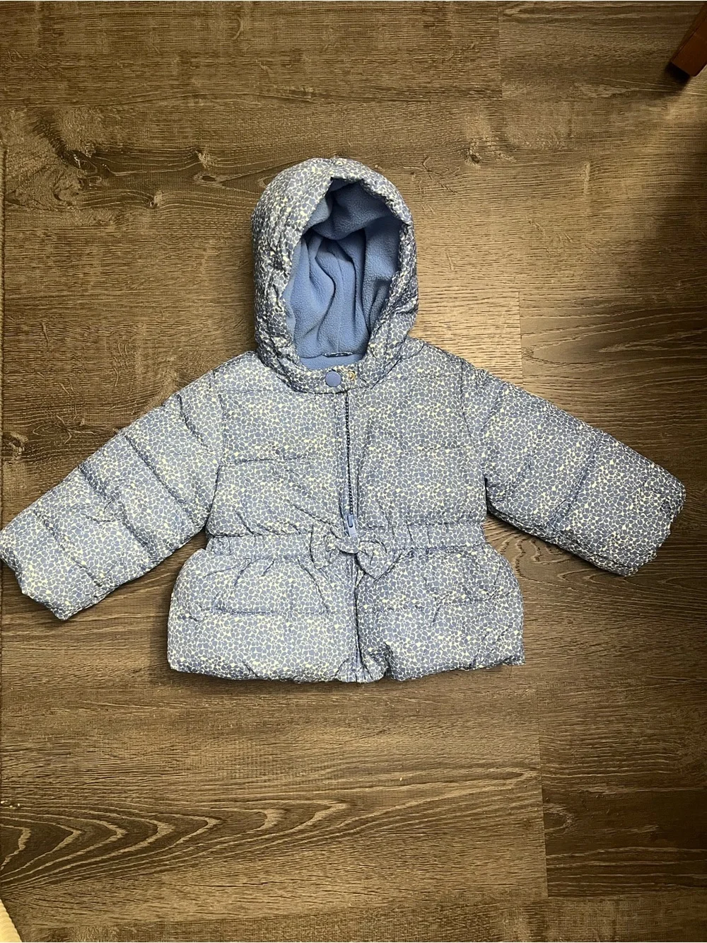 GAP Blue Floral Hooded Baby Puffer